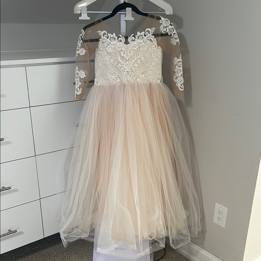 Elegant Cream Lace Kids Dress